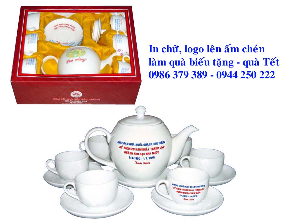 Ấm chén in chữ QT-026 KB